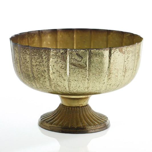 Novara Handmade Gold Metal Compote Vase