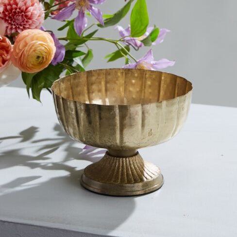 Novara Handmade Gold Metal Compote Vase
