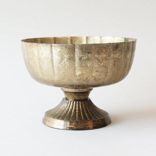 Novara Handmade Gold Metal Compote Vase