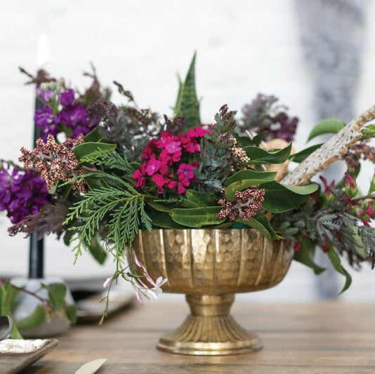 Novara Handmade Gold Metal Compote Vase