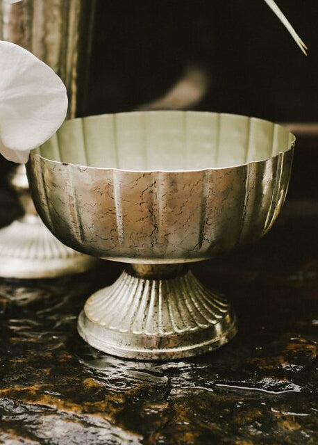 Novara Handmade Champagne Metal Compote Vase
