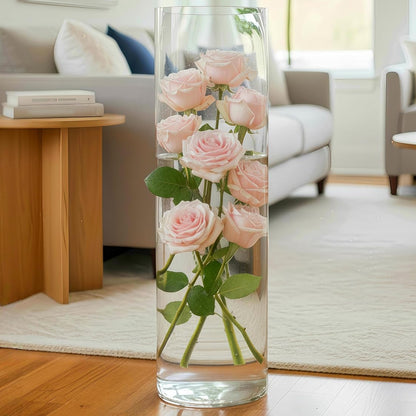 Odella Tall Clear Glass Large Cylinder Vase