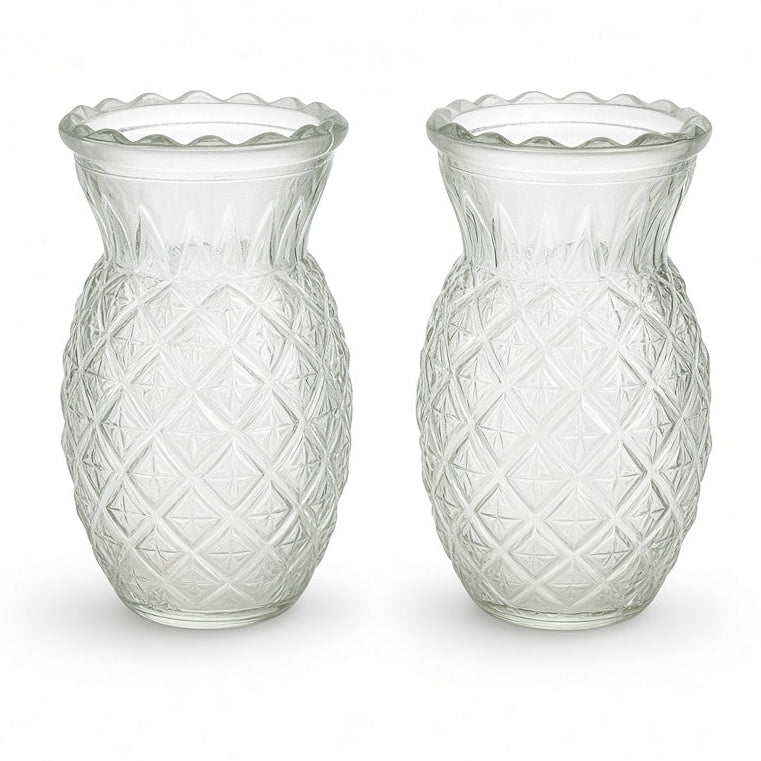Pixie Pineapple Clear Glass Bud Vases Large Bottle Size (SET OF 2)