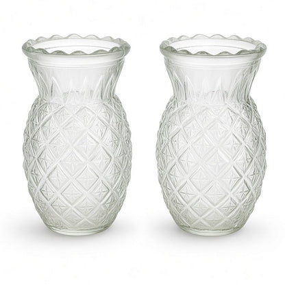 Pixie Pineapple Clear Glass Bud Vases Large Bottle Size (SET OF 2)