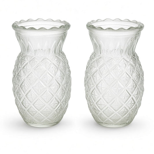 Pixie Pineapple Clear Glass Bud Vases Large Bottle Size (SET OF 2)