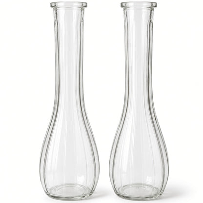 Poppy Tall Clear Glass Bottle Bud Vase Set (SET OF 2)