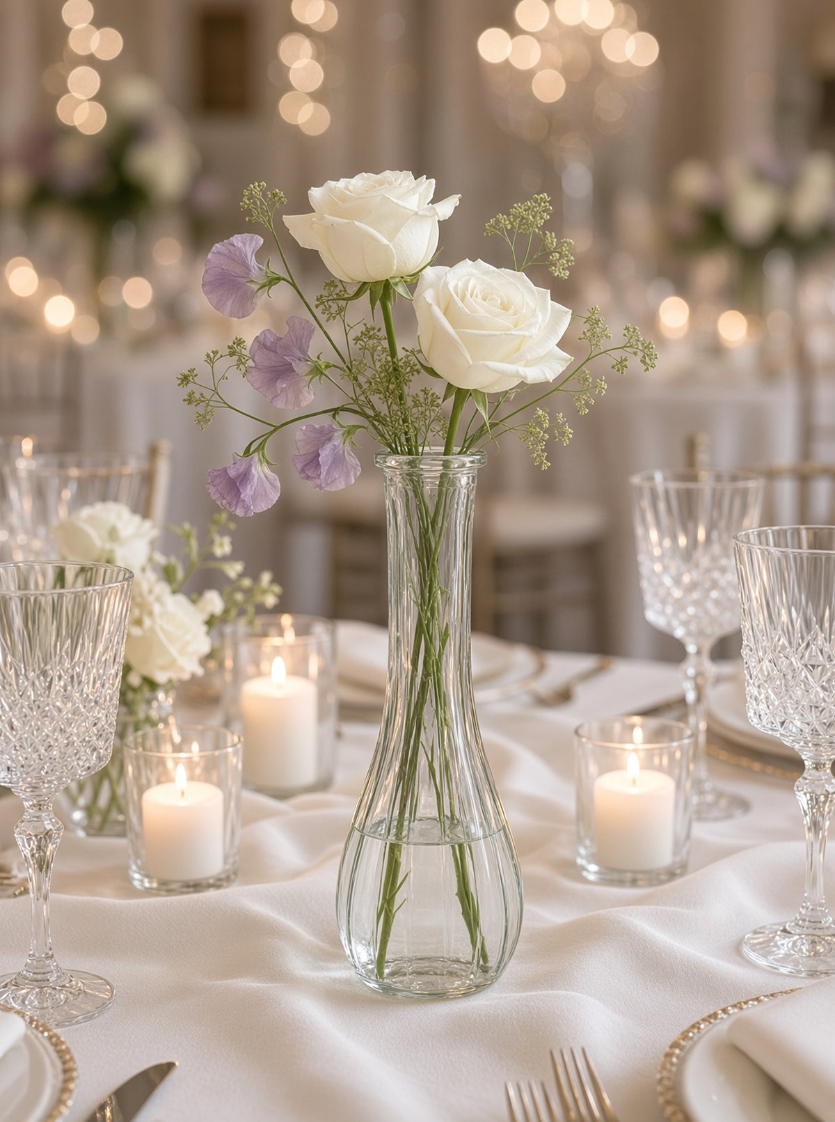 Poppy Tall Clear Glass Bottle Bud Vase Set (SET OF 2)