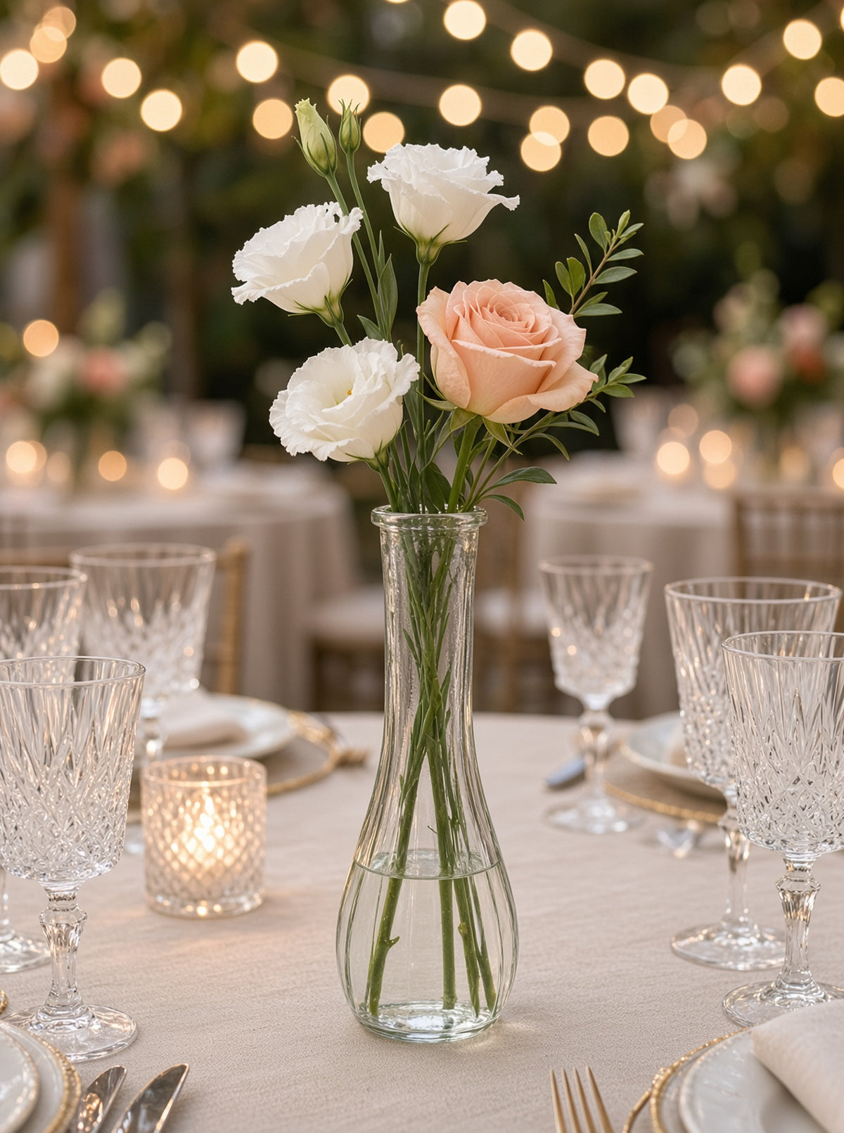 Poppy Tall Clear Glass Bottle Bud Vase Set (SET OF 2)