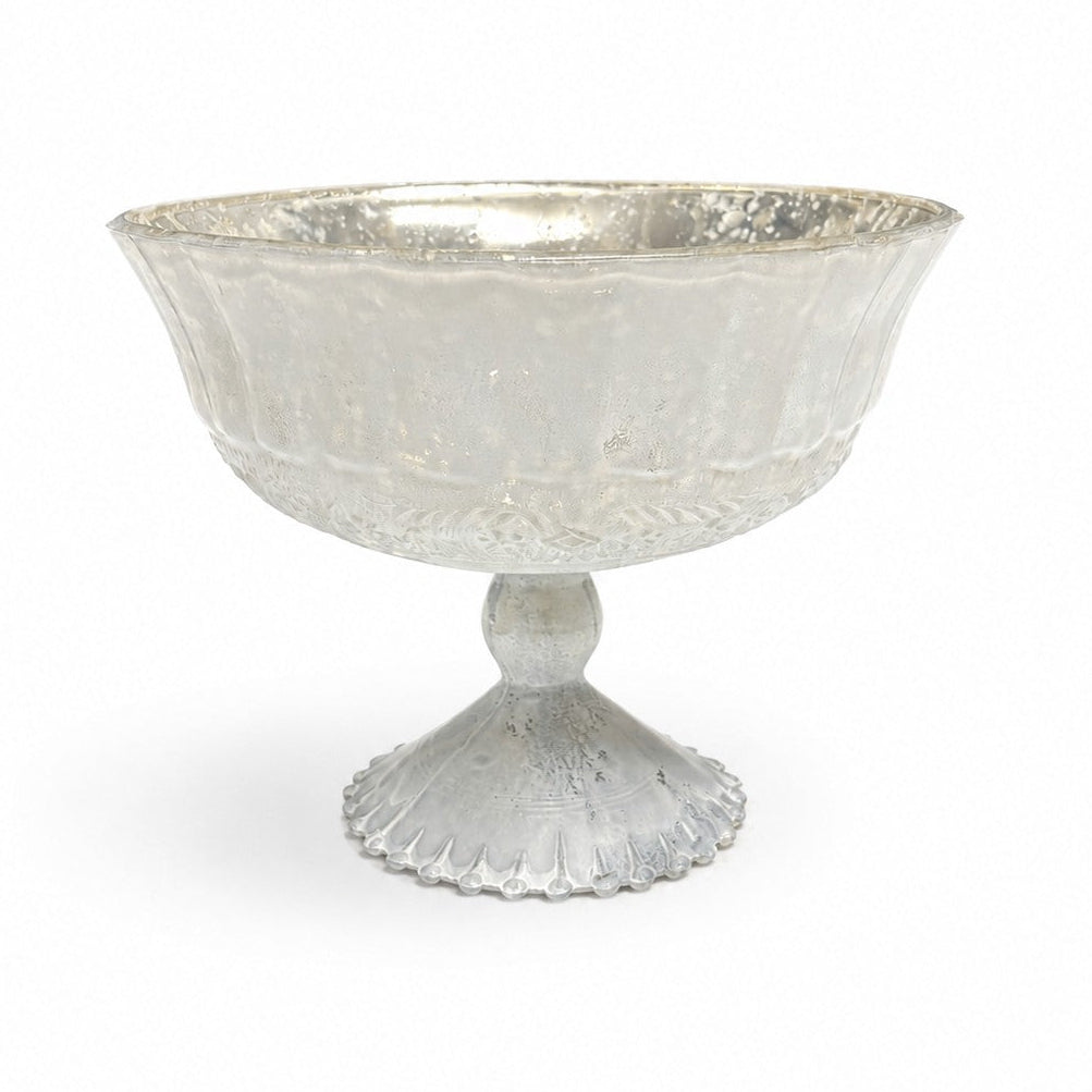 Princess White Mercury Glass Compote Vase