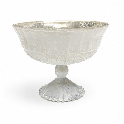 Princess White Mercury Glass Compote Vase