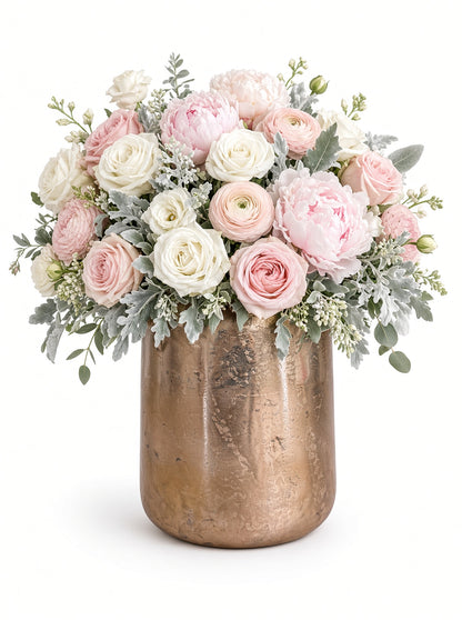 Rosalie Metallic Rose Gold Mercury Glass Urn Vase & Pitcher