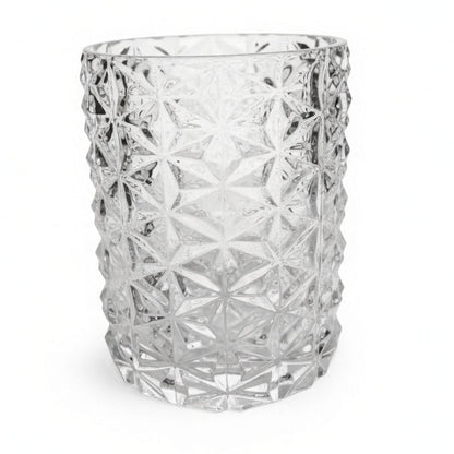Serene Timeless Cylinder Glass Vase with Raised Texture