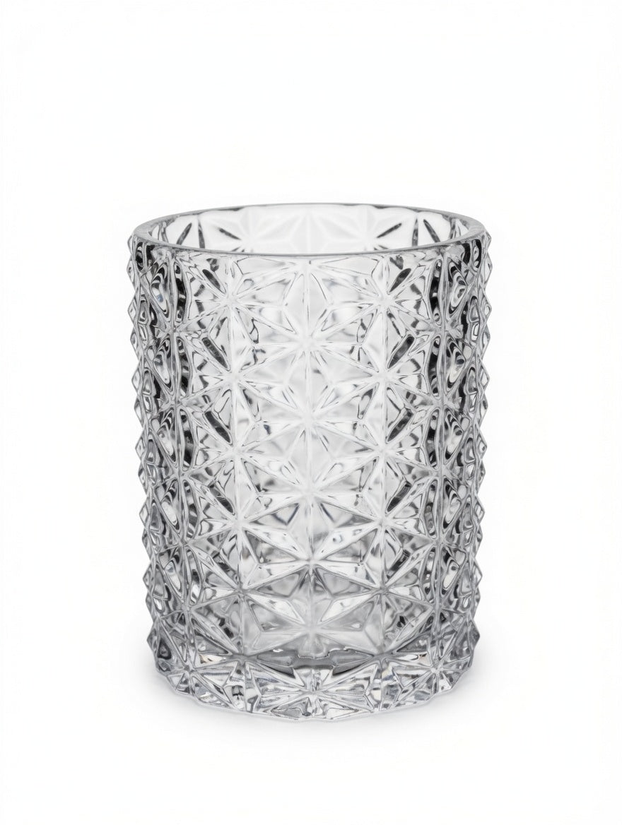 Serene Timeless Cylinder Glass Vase with Raised Texture