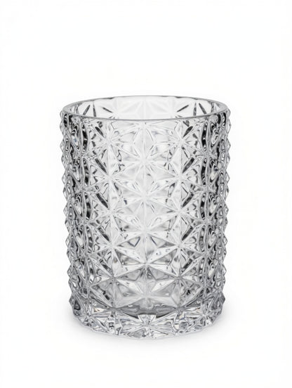 Serene Timeless Cylinder Glass Vase with Raised Texture