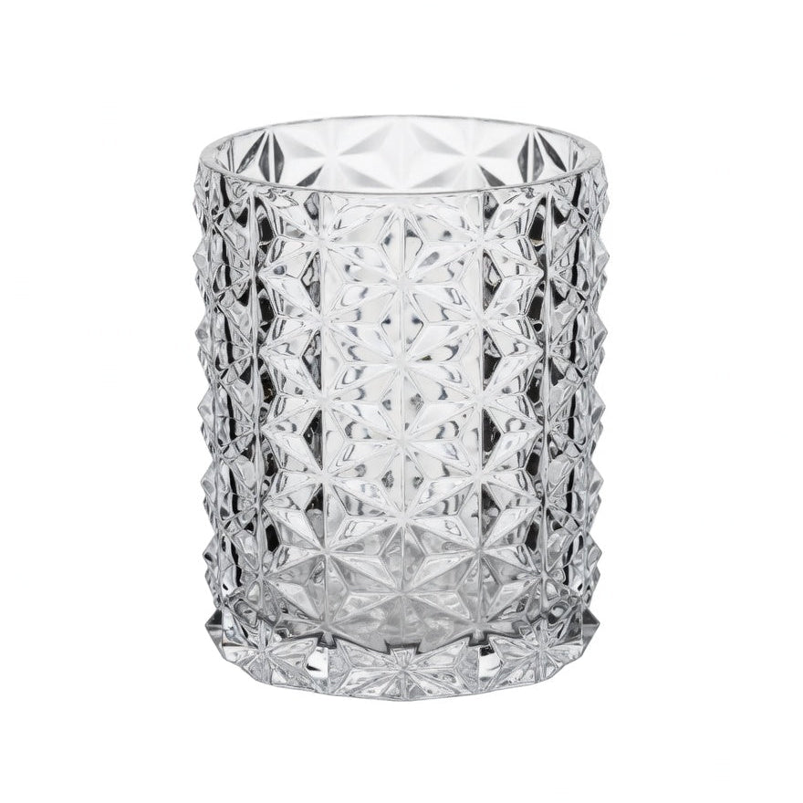 Serene Timeless Cylinder Glass Vase with Raised Texture