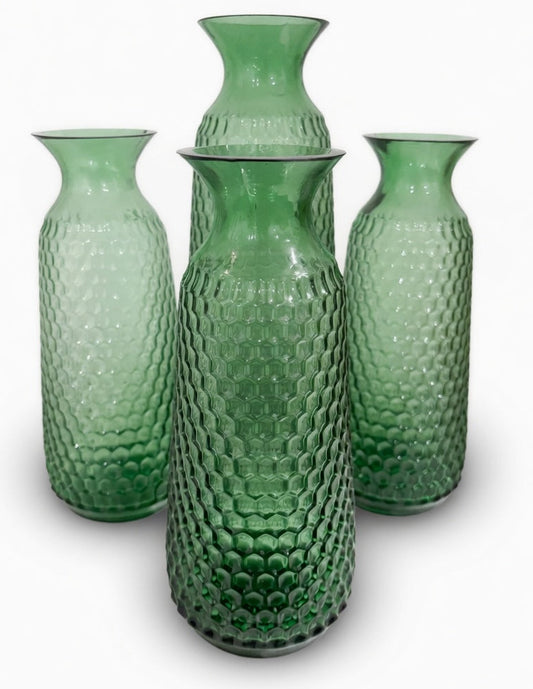 Mirala Mouth-Blown Green Glass Bud Vase Bottle Set (Set of 4)
